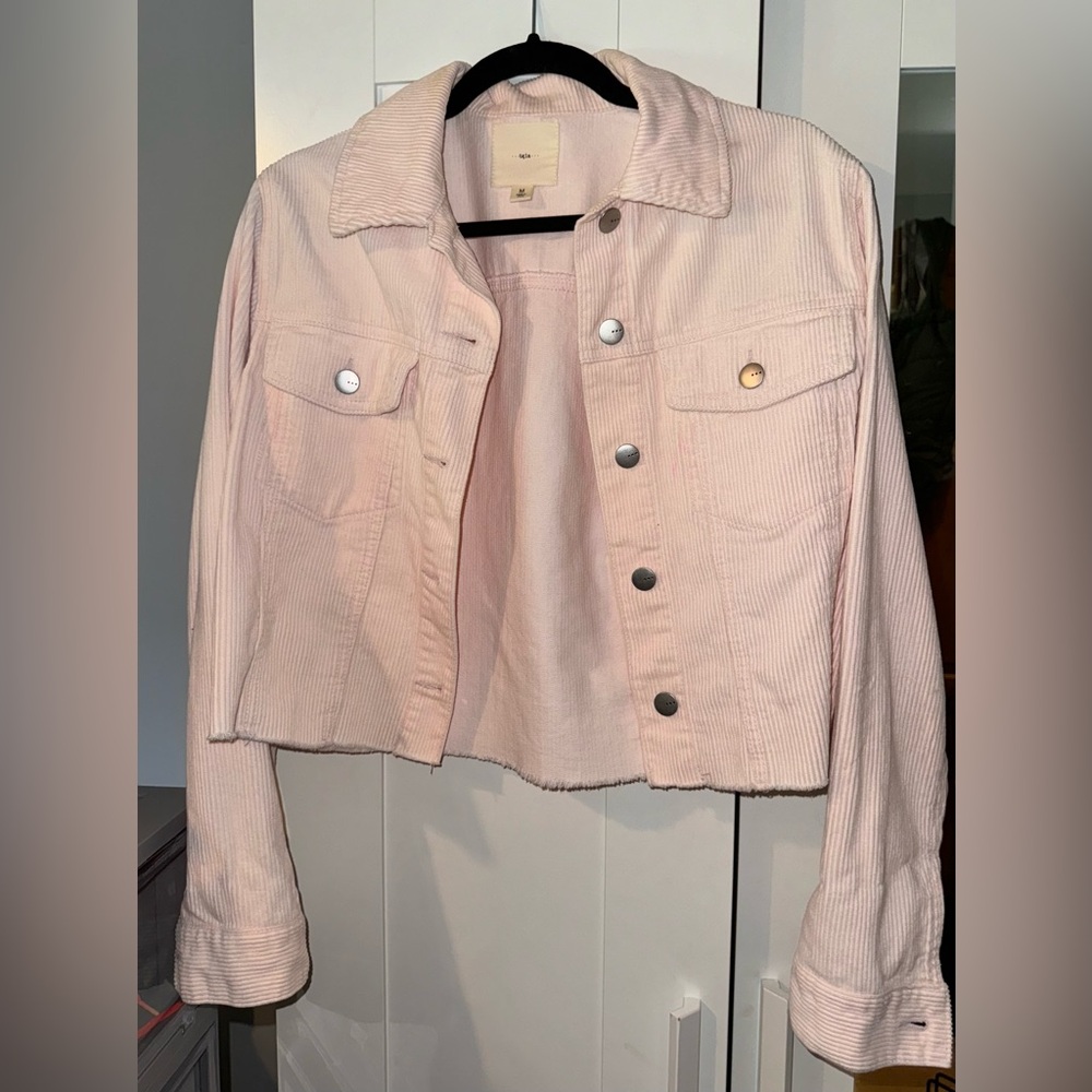 Pink Corduroy Cropped Jacket